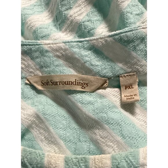 Soft Surroundings Mint Green White Striped Tunic Top PXL Cotton Blend Relaxed - Picture 4 of 6